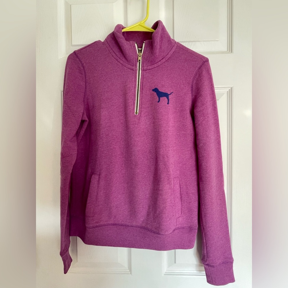 PINK Terry Quarter Zip Orchid Purple XS